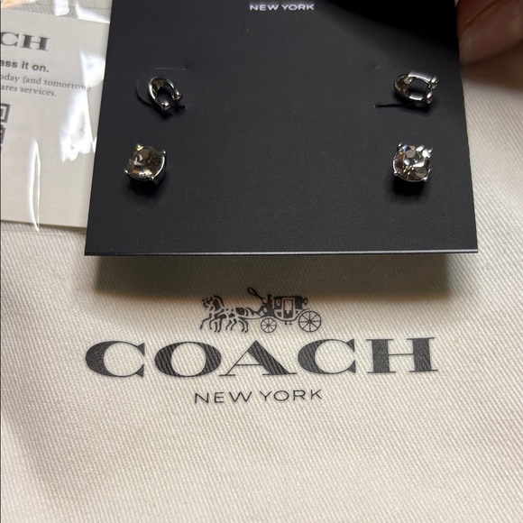 Coach Silver Stud Earrings Set - Picture 3 of 3